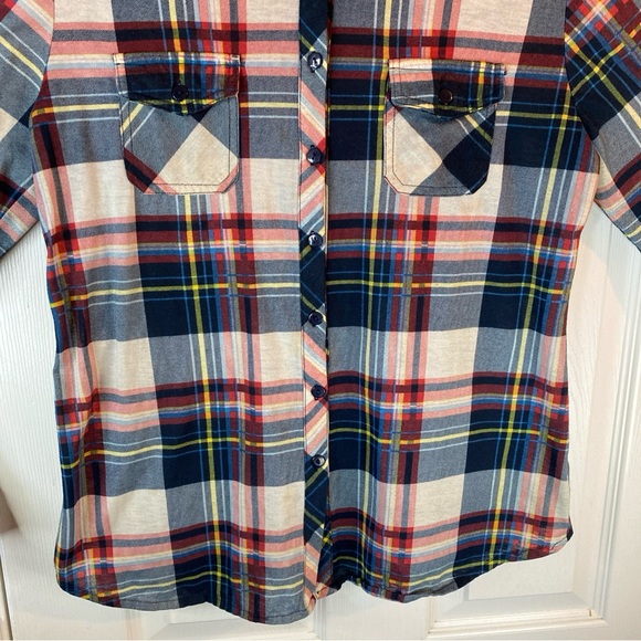 R N B Women XL Button Down Shirt Plaid Tartan Pockets Long Sleeve Casual Party - Picture 3 of 13